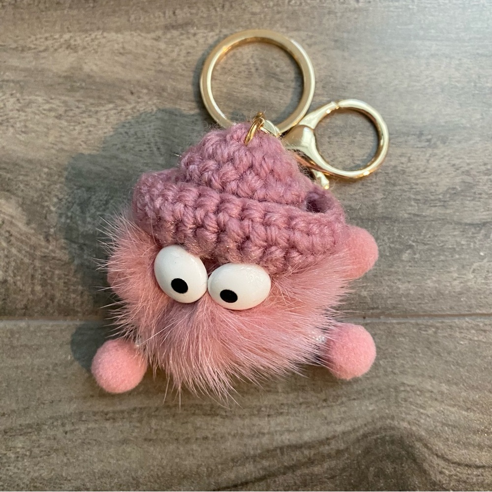 NEW Fuzzy Pink Monster Decorative Bag Charm / Keychain - Non-Branded